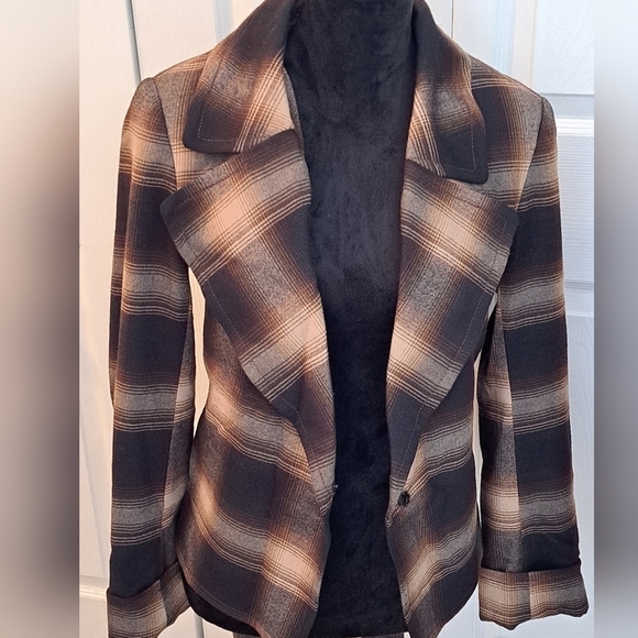 Worthington Petite Stretch Brown Wrap Jacket    Size 8P - Picture 4 of 6